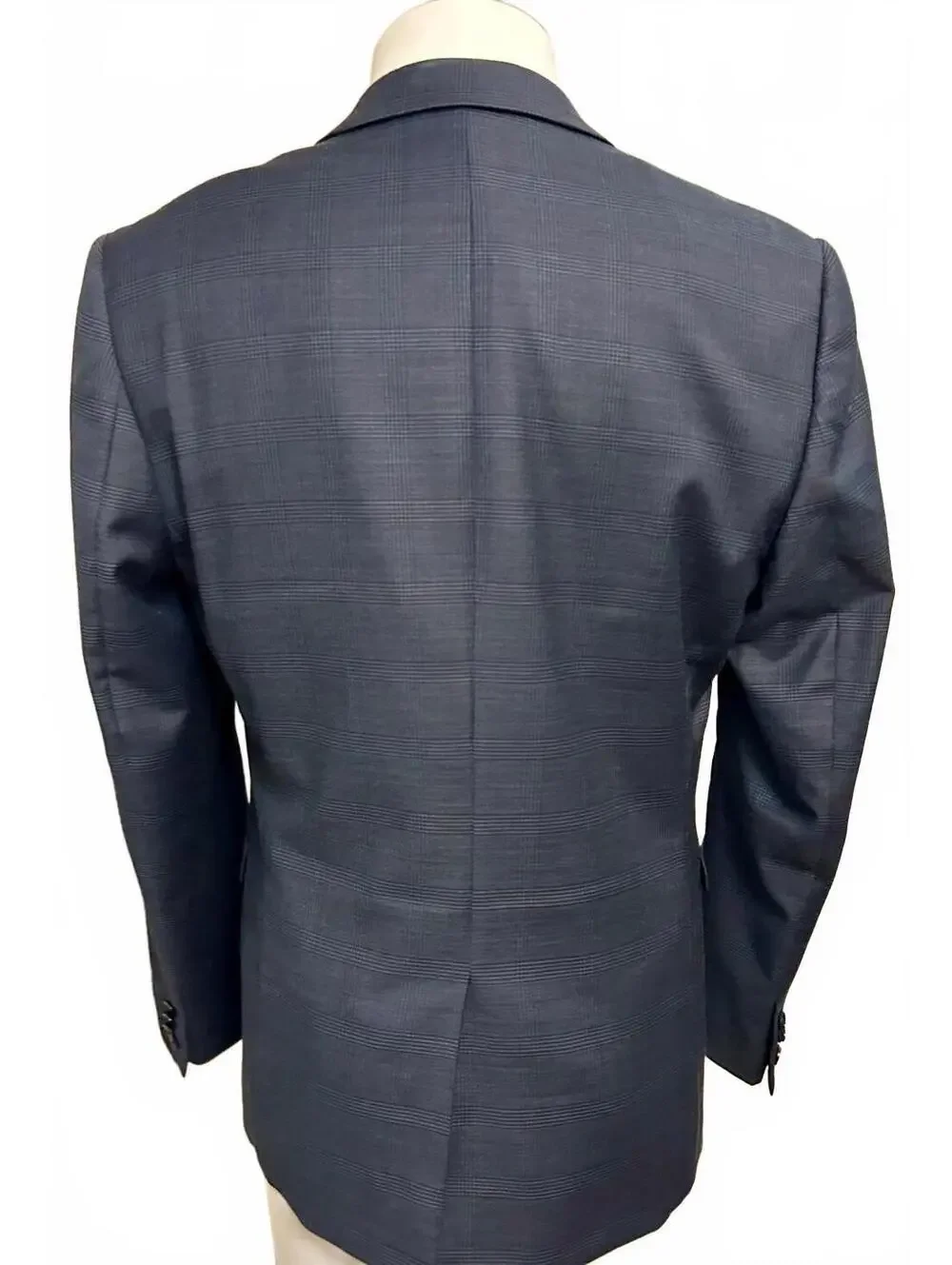 Express Men’s 40R Slim Fit Stretch Blazer Blue Plaid 2 Button Sport Coat Jacket